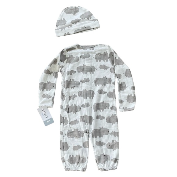 Carters One piece Matching Hippo Set - Picture 3 of 9
